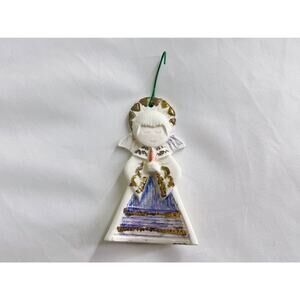 Vintage Duncan Ceramic Angel With Candle Christmas Ornament Hand Painted